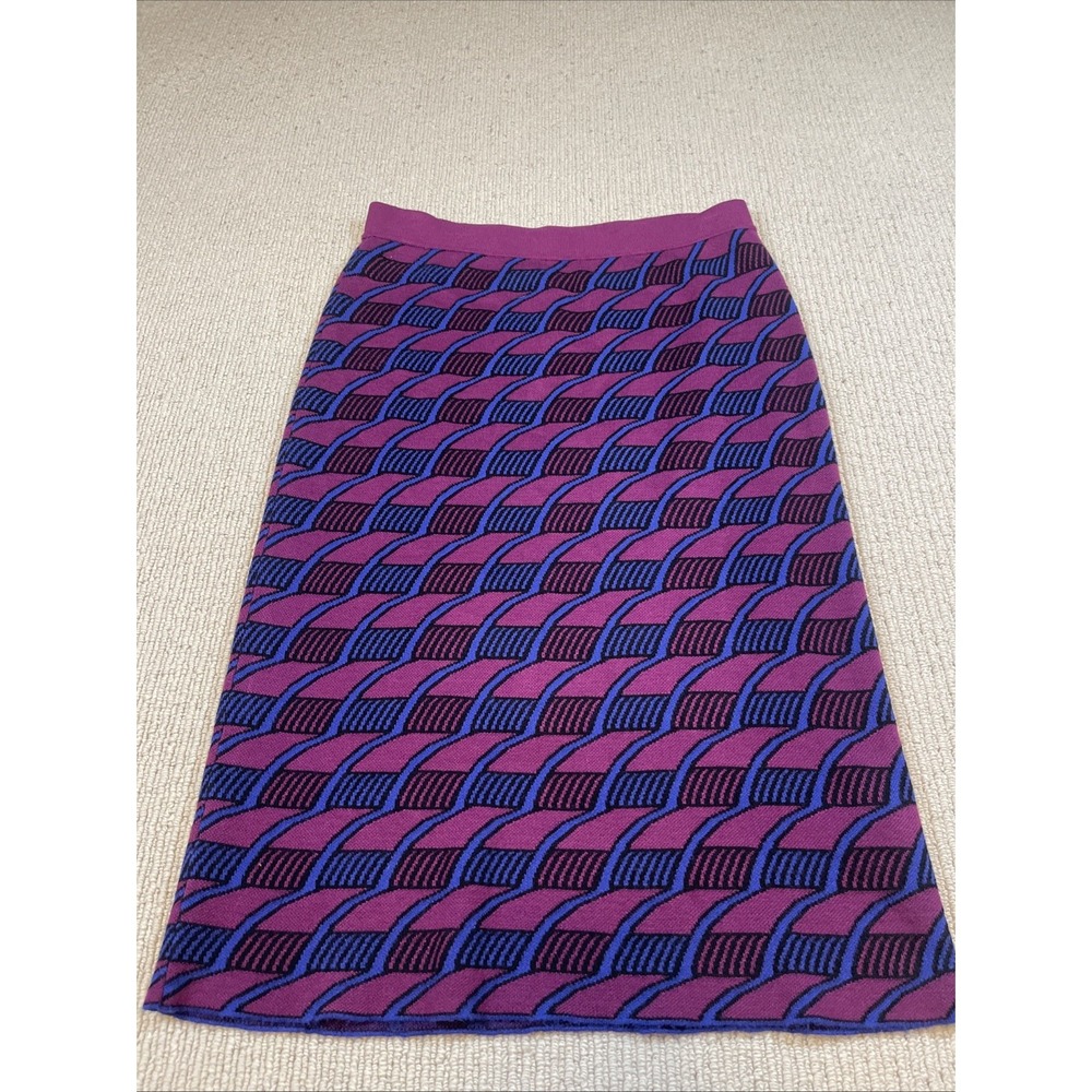 Anthropologie Maeve Women's Medium Geometric Knit Purple and Blue Skirt